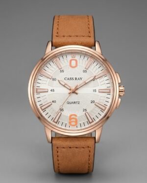 cassray men's leather strap watch brown