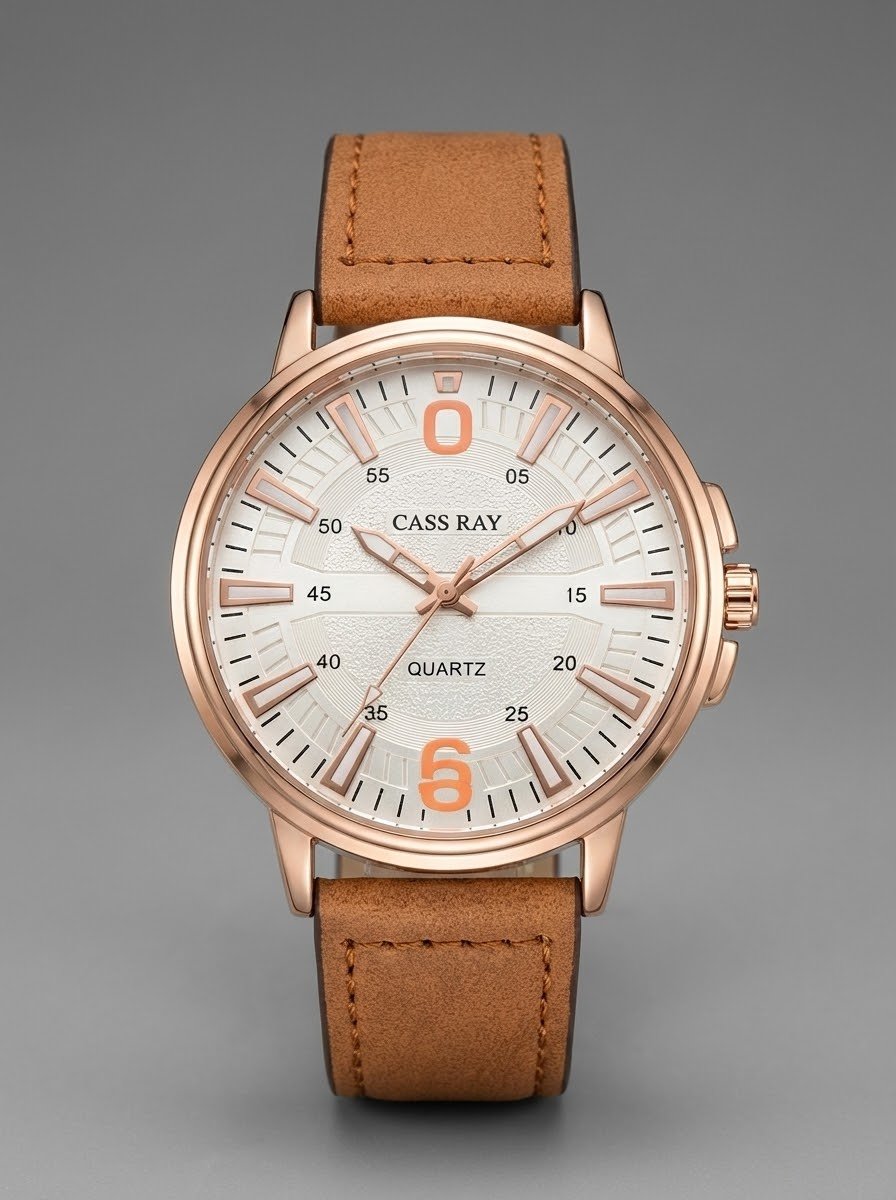 cassray men's leather strap watch brown cassray men's leather strap watch brown